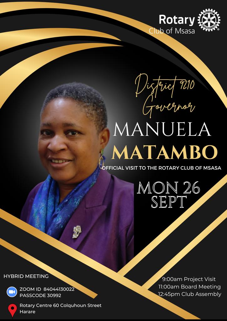 District 1910 Governor-Manuela Mutambo