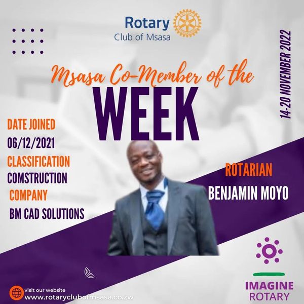 This week we’re celebrating two wonderful members of our club, Rotarians Benjamin Moyo and Leticia Mberikwazvo-Njowola.