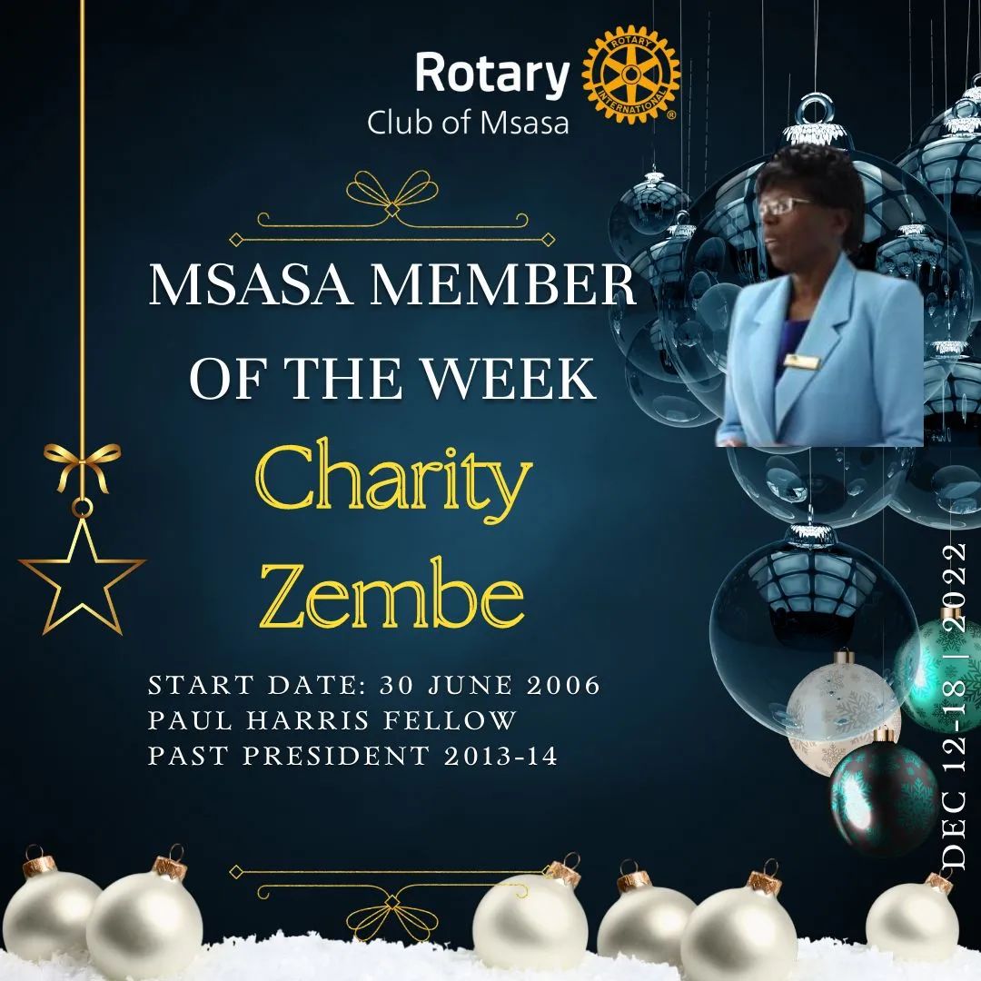 Our member of the week is Rotarian Charity